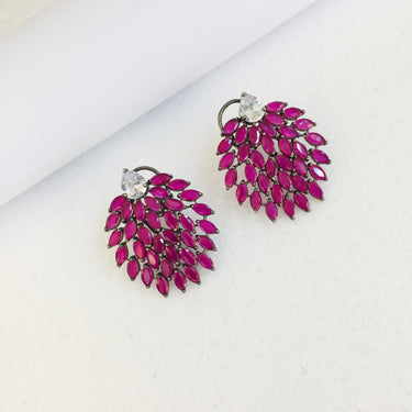 Ruby Leaf Stud Earrings Zayn Luxury Jewellery